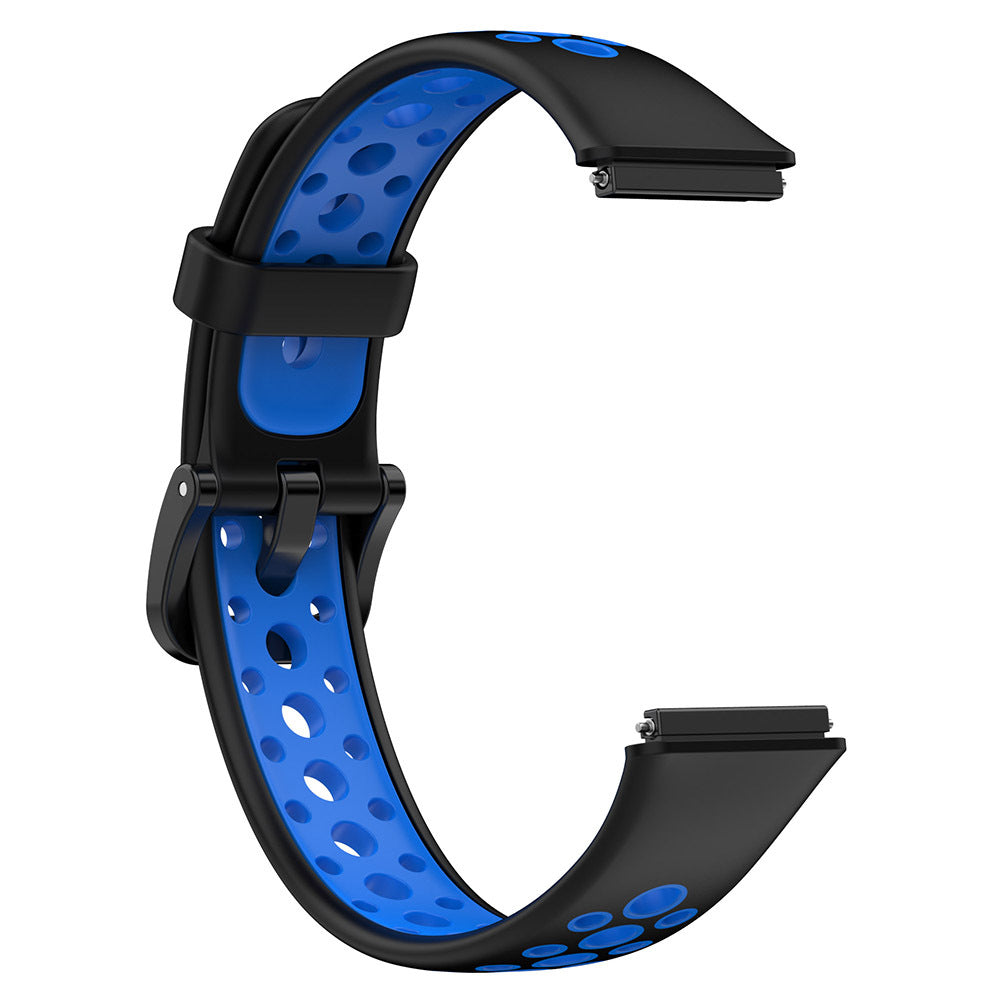 Two-color Watch Strap Soft Breathable Contrast Color Replacement Watchband Compatible For Huawei Band 7 midnight blue white