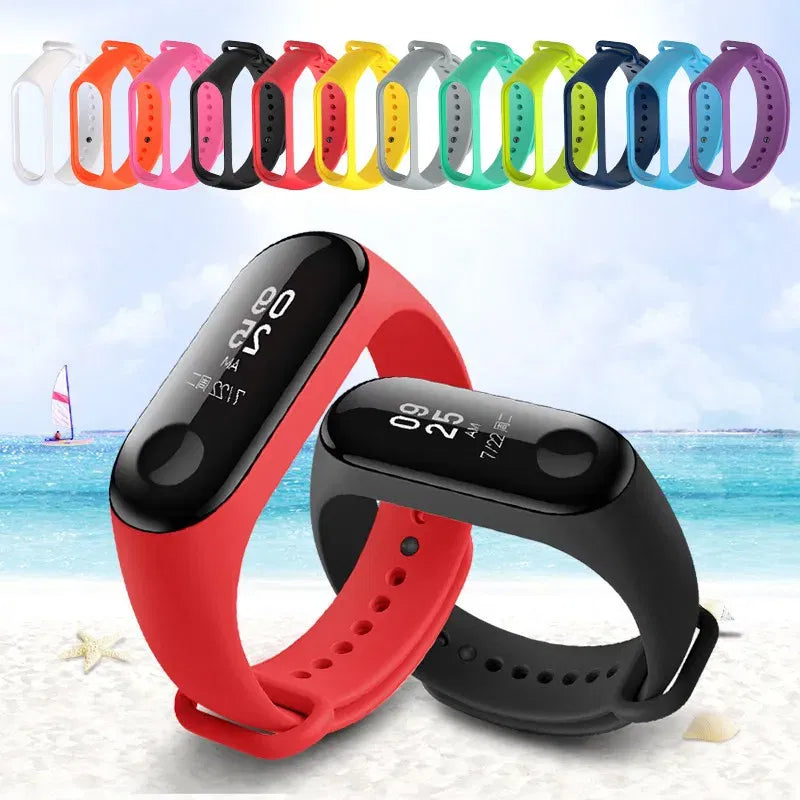Band Color: Coal Black, Size: L - Watch Strap for Xiaomi Mi Band 7 6 5 3 4 Wristband Silicone Bracelet Wrist Straps MiBand 3/4 Band5 Band6 Smartwatch Accessories