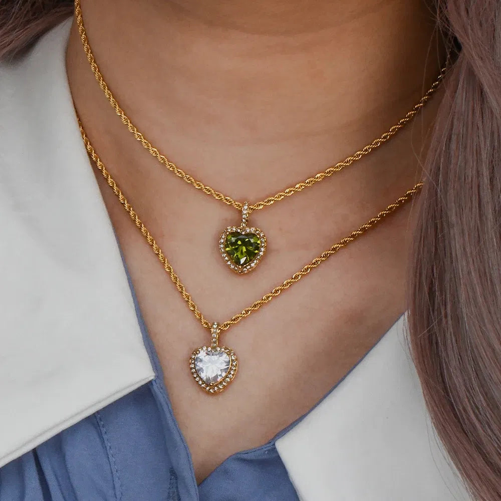 Metal Color: Steel color - 2022 New Stainless Steel PVD Plating Heart Shape AAA Cubic Zircon Stone Pendant Necklace Ladies Party Christmas Jewelry Gift