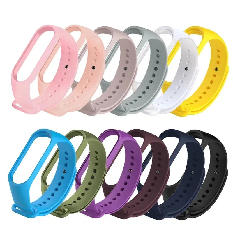 Band Color: GREEN BLUE, Size: L - Watch Strap for Xiaomi Mi Band 7 6 5 3 4 Wristband Silicone Bracelet Wrist Straps MiBand 3/4 Band5 Band6 Smartwatch Accessories