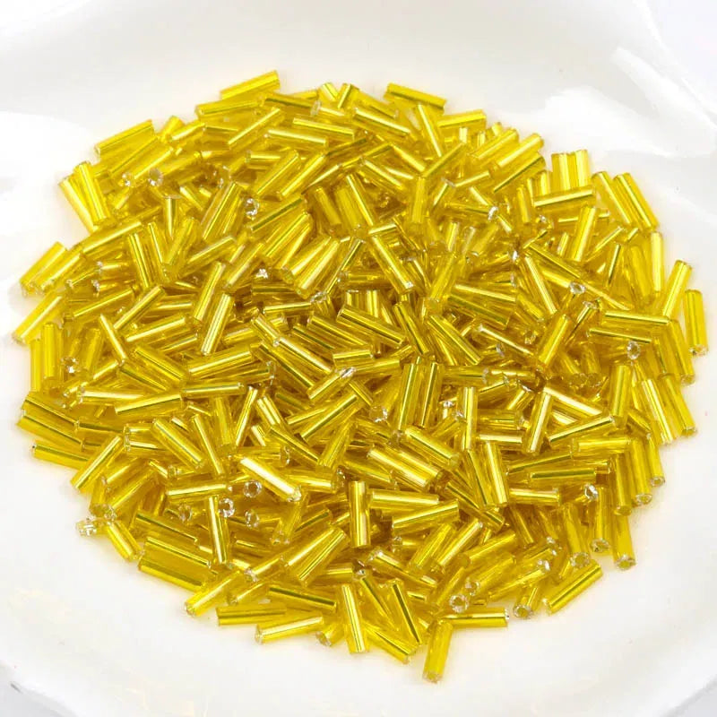 Color: Silver - Tube LINED Glass Czech Seed Spacer beads For jewelry handmade DIY Wholesale 17 colors 2x6mm 300pcs