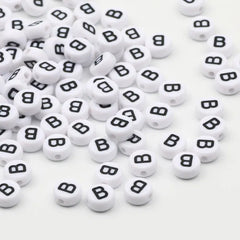 Color: Black, Item Diameter: Other - 50/100pcs/lot 7x4mm White Round A-Z Alphabet Letter Acrylic Loose Spacer Beads for Jewelry Making Diy Bracelet Accessories