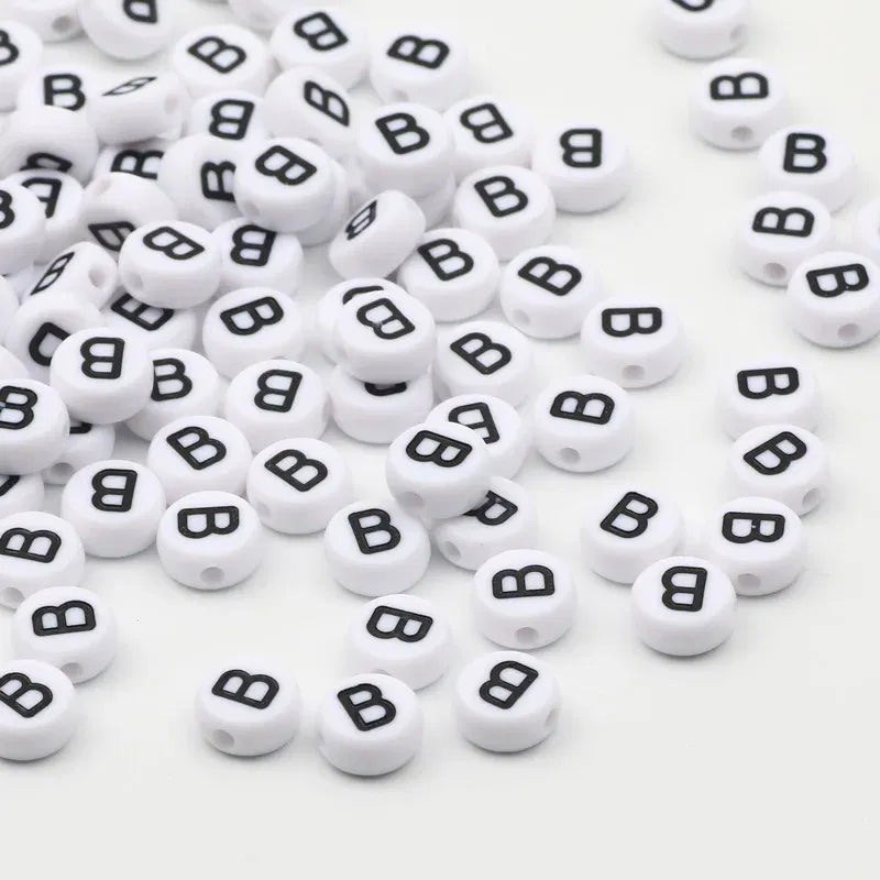 Color: Red, Item Diameter: Other - 50/100pcs/lot 7x4mm White Round A-Z Alphabet Letter Acrylic Loose Spacer Beads for Jewelry Making Diy Bracelet Accessories