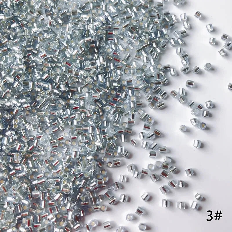 Color: green, Item Diameter: 2mm - 2mm Glass Seed Loose Beads Silver Color Inner Long Tube Charms DIY Craft Bracelet Jewelry Making Supplies Necklace Accessories