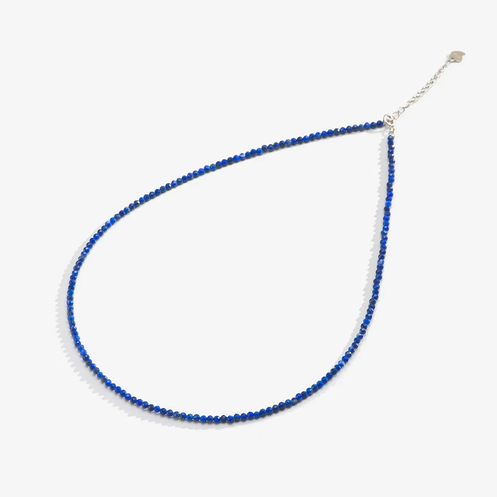 Gem Color: Black, Length: 40cm - Natural Stone Necklace Spinel/Lapis Lazul/Amazonite/Amethy/Tourmaline/Amethyst  Ketting 2MM Silver 925 Jewelry for Collier Femme