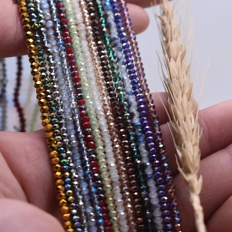 Color: Black - Shining Red Purple White color 2*2mm 160pcs Rondelle Austria faceted Crystal Glass Beads Loose Spacer Beads for Jewelry Making