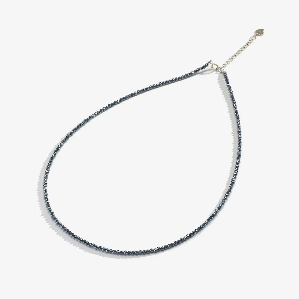 Gem Color: Black, Length: 40cm - Natural Stone Necklace Spinel/Lapis Lazul/Amazonite/Amethy/Tourmaline/Amethyst  Ketting 2MM Silver 925 Jewelry for Collier Femme