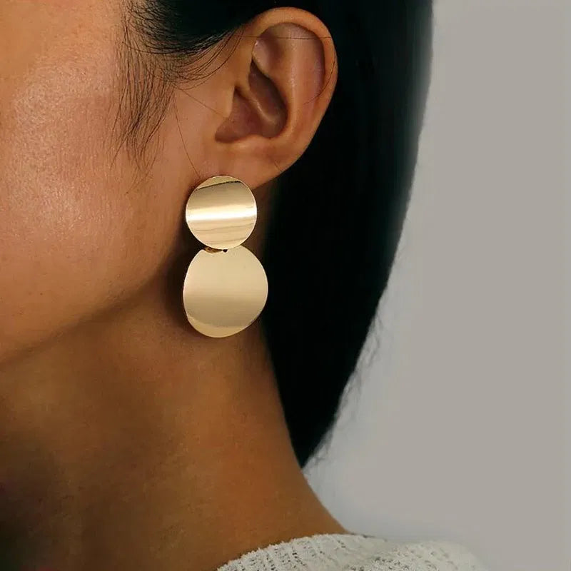Metal Color: champagne gold - Gold Color Metal Drop Earrings Irregular Hollow Heart Pendants Earrings Twisted Geometric Personality Earrings for Women