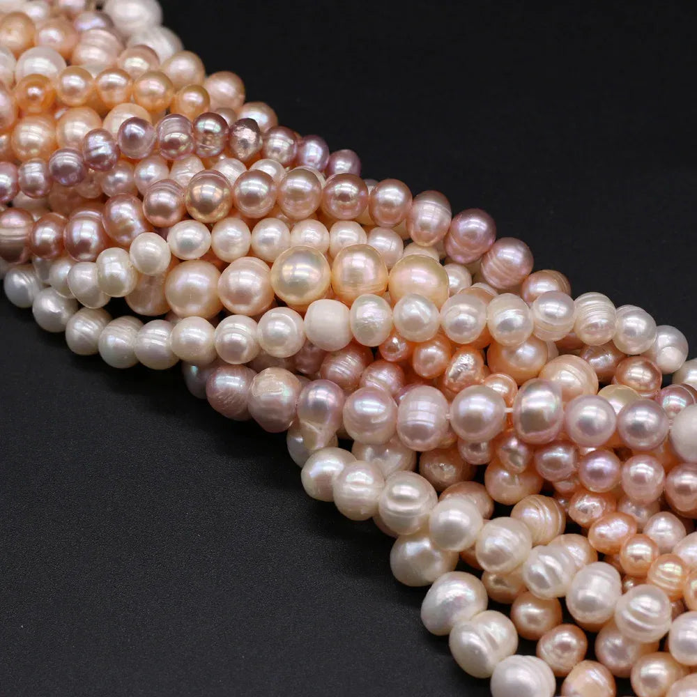 Color: Light Pink, Item Diameter: 17mm - Natural Freshwater Real Pearl Beads White Fine pearls Punch Loose Beads for DIY Women Elegant Bracelet Necklace Jewelry Making