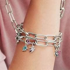 Color: Dark green - 2022 New 925 Sterling Silver My Love Starfish Flamingo Pendant Charm Fit Original Pandora Me Bracelet DIY Bead Jewelry For Women