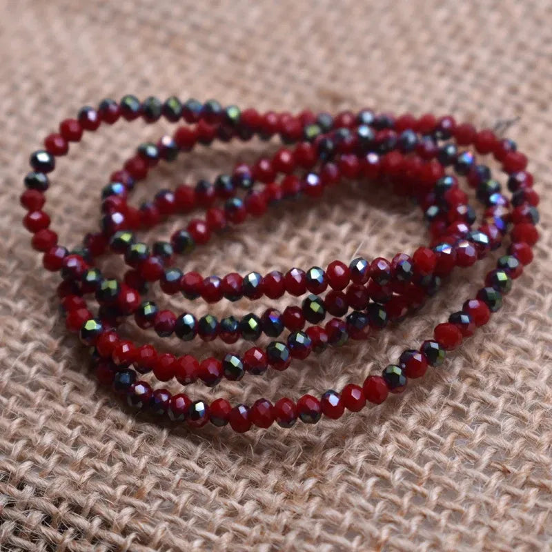 Color: Black - Shining Red Purple White color 2*2mm 160pcs Rondelle Austria faceted Crystal Glass Beads Loose Spacer Beads for Jewelry Making