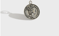 Silver pendant with a portrait on a white background