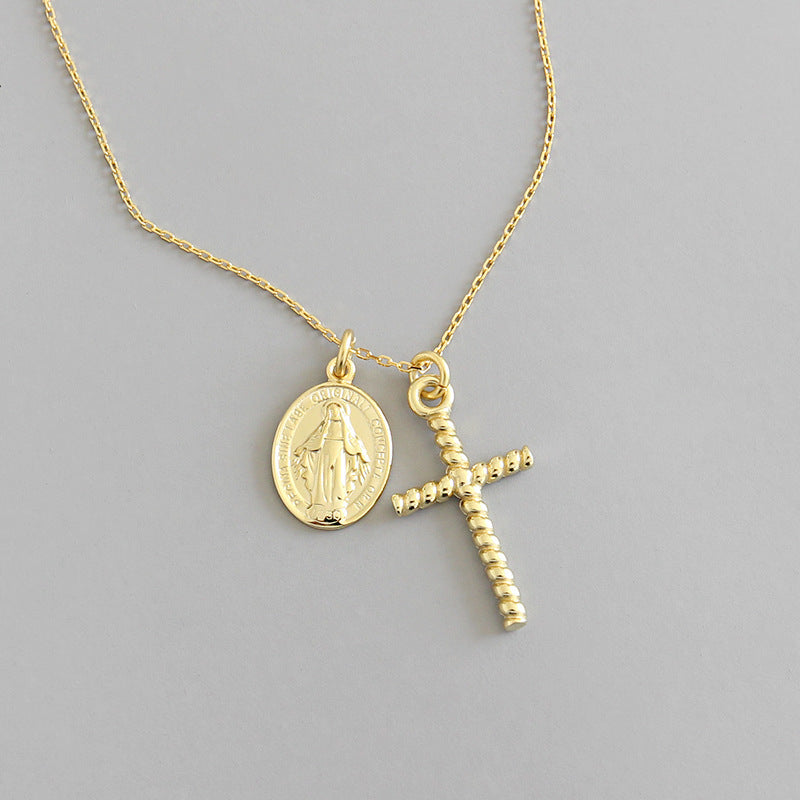 Fashion Twisted Cross Tag 925 Sterling Silver Pendant