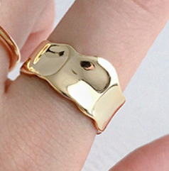 Minimalist Irregular Geometry Wide 925 Sterling Silver Adjustable Ring