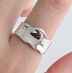 Minimalist Irregular Geometry Wide 925 Sterling Silver Adjustable Ring