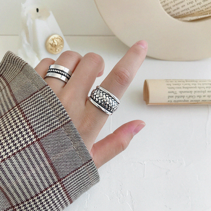 Vintage Twisted Wide 925 Sterling Silver Adjustable Ring