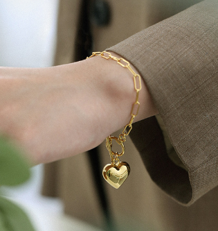 Girl Hollow Chain Heart 925 Sterling Silver Bracelet