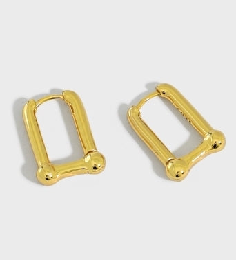 Geometry Hollow Rectangle U Shape 925 Sterling Silver Hoop Earrings