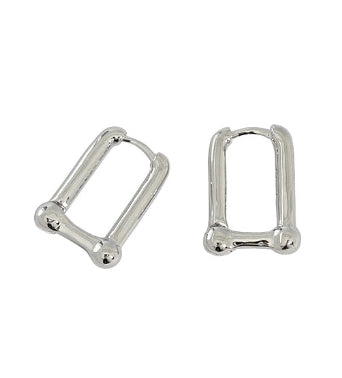 Geometry Hollow Rectangle U Shape 925 Sterling Silver Hoop Earrings