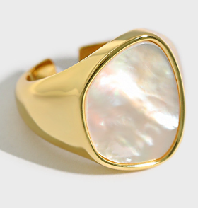Simple Irregular Round Shell 925 Sterling Silver Adjustable Ring