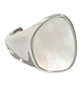 Simple Irregular Round Shell 925 Sterling Silver Adjustable Ring