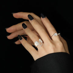 Party CZ Chain Tassels 925 Sterling Silver Adjustable Ring