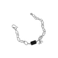 Vintage Black Rectangle Elephant Lock 925 Sterling Silver Bracelet