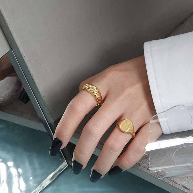 خاتم كلاسيكي بنمط الزهور المستديرة من الفضة الإسترليني عيار 925 قابل للتعديل