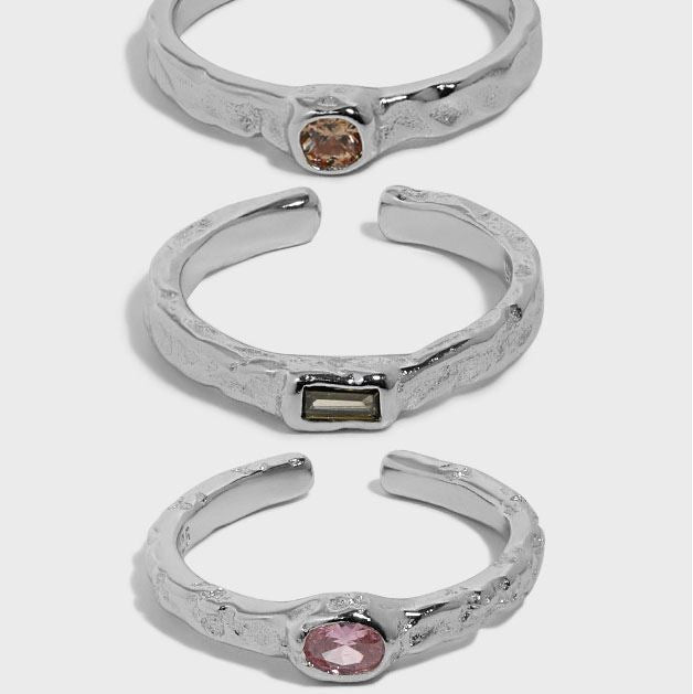 Geometry CZ Minimalism 925 Sterling Silver Adjustable Ring