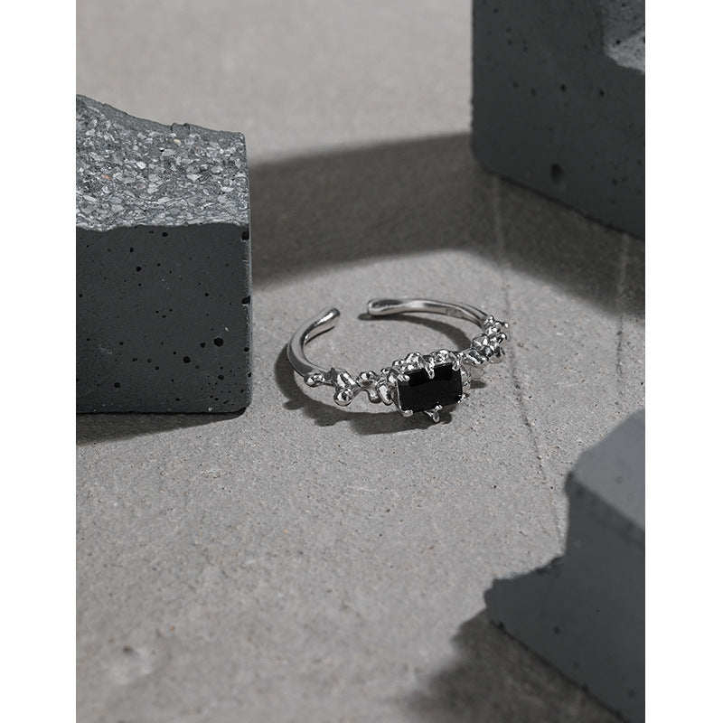 Geometry CZ Rectangle 925 Sterling Silver Adjustable Rings