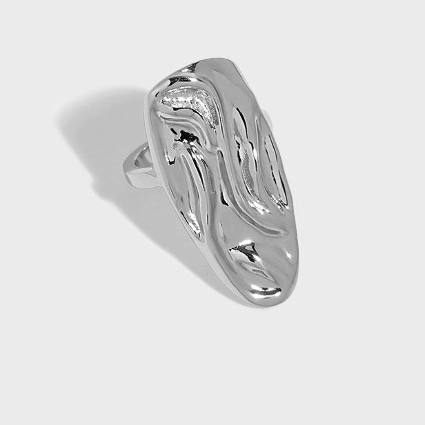 Women Nail 925 Sterling Silver Adjustable Ring