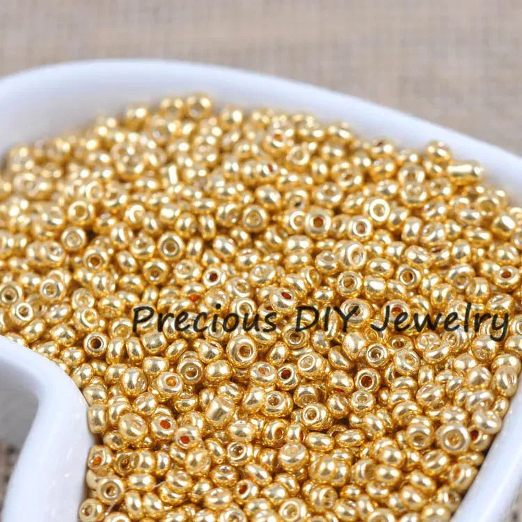 Color: Orange, Item Diameter: 4mm - Gold and Silver Color 2mm 3mm 4mm Crystal Glass Spacer beads,Czech Seed Beads For Jewelry Handmade DIY BLUV03X