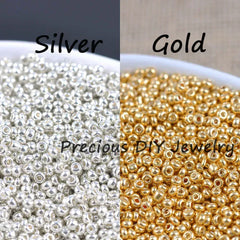 Color: Orange, Item Diameter: 4mm - Gold and Silver Color 2mm 3mm 4mm Crystal Glass Spacer beads,Czech Seed Beads For Jewelry Handmade DIY BLUV03X
