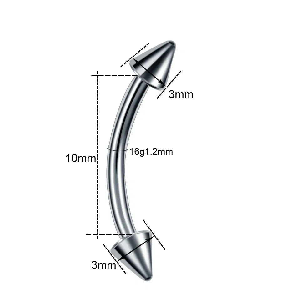 Metal color: SILVER PLATED, Main Stone Color: WHITE - G23 Titanium Epoxy Curved Barbells Eyebrow Rings Piercing Curved Bar Banana Eyebrow Ear Cartilage Tragus Body Piercing Jewelry