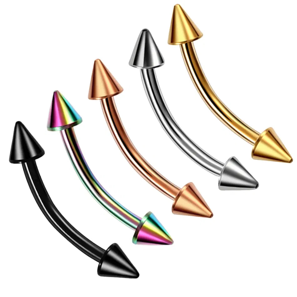 Metal color: SILVER PLATED, Main Stone Color: WHITE - G23 Titanium Epoxy Curved Barbells Eyebrow Rings Piercing Curved Bar Banana Eyebrow Ear Cartilage Tragus Body Piercing Jewelry
