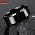 Main Stone Color: Blue, Ring Size: 11 - Auxauxme 8mm Black Titanium Stainless Men Ring Simple Wedding Bands Rings Gift For Male Jewelry Size 5-13 Drop shipping
