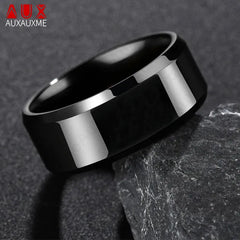 Main Stone Color: Blue, Ring Size: 11 - Auxauxme 8mm Black Titanium Stainless Men Ring Simple Wedding Bands Rings Gift For Male Jewelry Size 5-13 Drop shipping