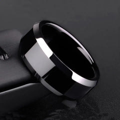 Main Stone Color: Blue, Ring Size: 11 - Auxauxme 8mm Black Titanium Stainless Men Ring Simple Wedding Bands Rings Gift For Male Jewelry Size 5-13 Drop shipping