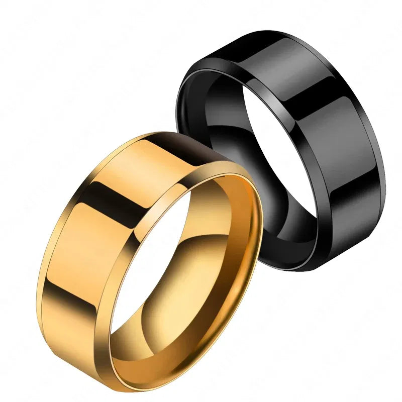 Main Stone Color: Blue, Ring Size: 11 - Auxauxme 8mm Black Titanium Stainless Men Ring Simple Wedding Bands Rings Gift For Male Jewelry Size 5-13 Drop shipping