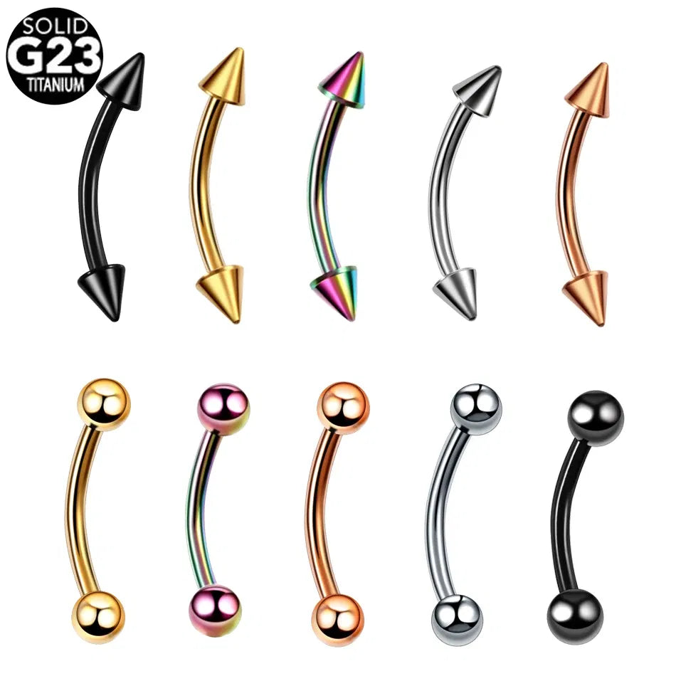 Metal color: SILVER PLATED, Main Stone Color: WHITE - G23 Titanium Epoxy Curved Barbells Eyebrow Rings Piercing Curved Bar Banana Eyebrow Ear Cartilage Tragus Body Piercing Jewelry