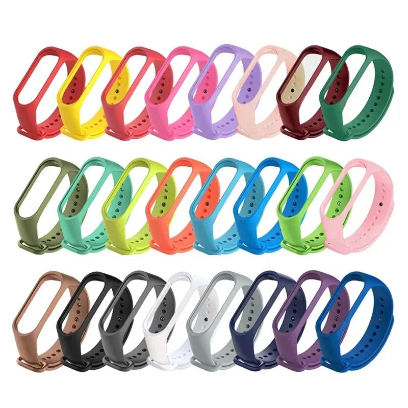 Band Color: White Black, Size: XL - Watch Strap for Xiaomi Mi Band 7 6 5 3 4 Wristband Silicone Bracelet Wrist Straps MiBand 3/4 Band5 Band6 Smartwatch Accessories