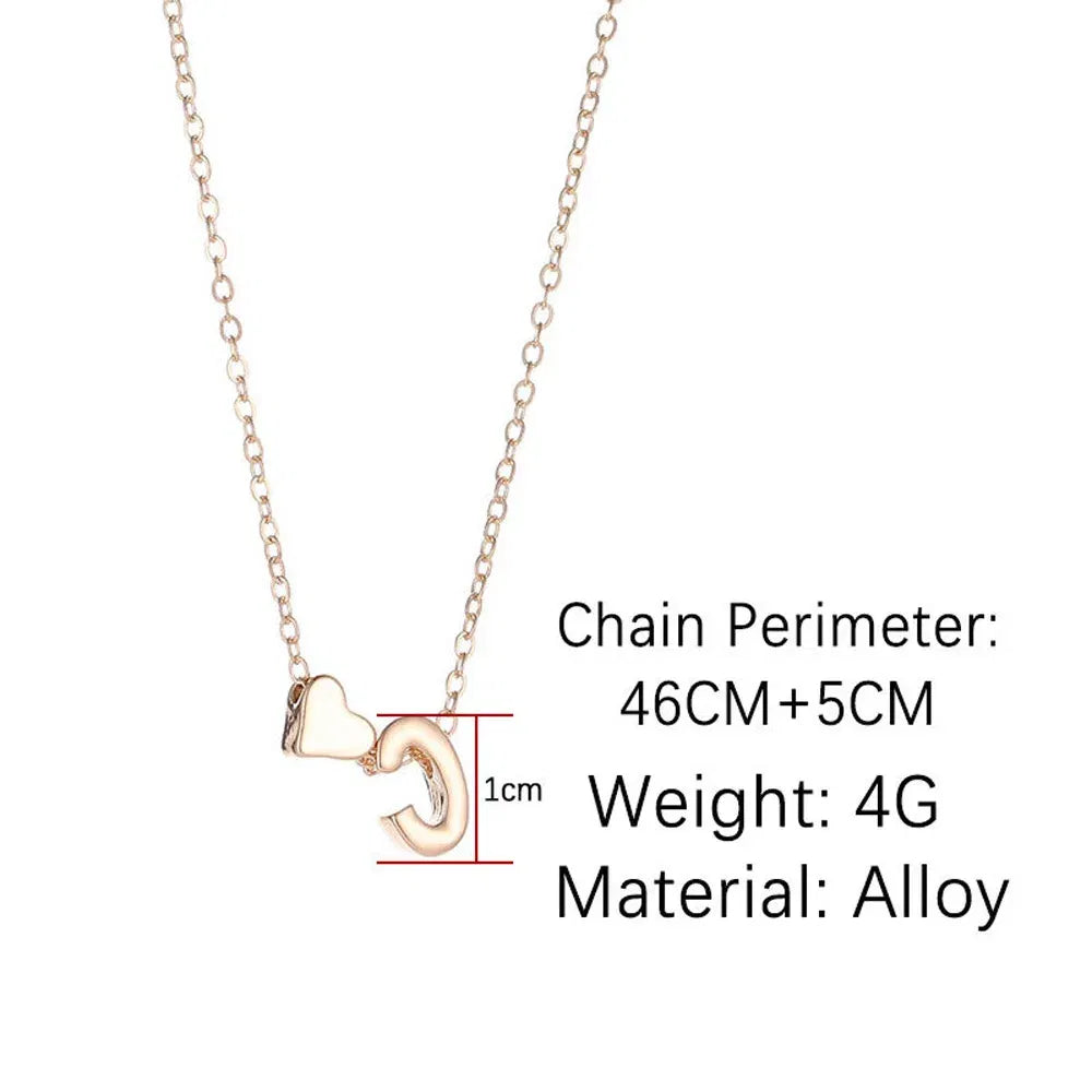 Metal Color: RED-BROWN, Main Stone Color: Khaki - Fashion Tiny Heart Dainty Initial Necklace Gold Color Letter Name Choker Necklace For Women Pendant Jewelry Gift