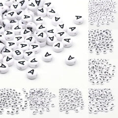Color: Beige, Item Diameter: Other - 50/100pcs/lot 7x4mm White Round A-Z Alphabet Letter Acrylic Loose Spacer Beads for Jewelry Making Diy Bracelet Accessories