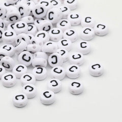 Color: Beige, Item Diameter: Other - 50/100pcs/lot 7x4mm White Round A-Z Alphabet Letter Acrylic Loose Spacer Beads for Jewelry Making Diy Bracelet Accessories