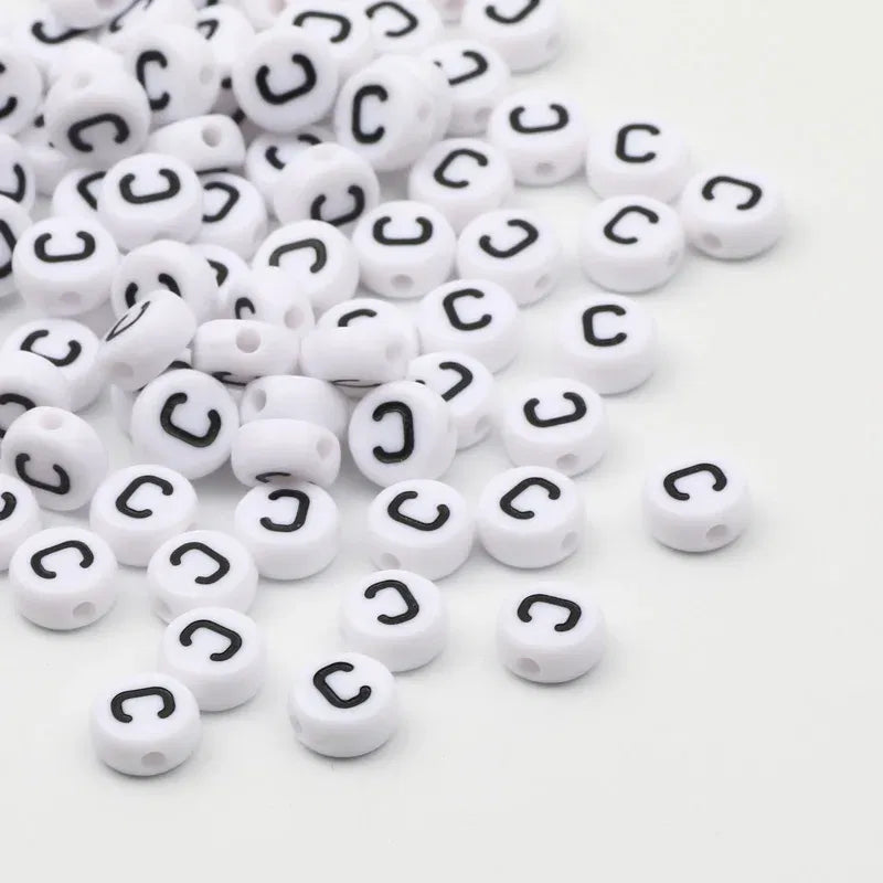 Color: Red, Item Diameter: Other - 50/100pcs/lot 7x4mm White Round A-Z Alphabet Letter Acrylic Loose Spacer Beads for Jewelry Making Diy Bracelet Accessories