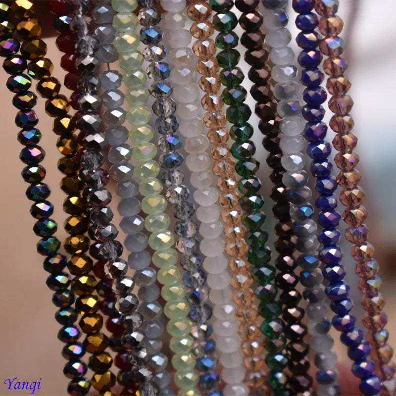 Color: Black - Shining Red Purple White color 2*2mm 160pcs Rondelle Austria faceted Crystal Glass Beads Loose Spacer Beads for Jewelry Making