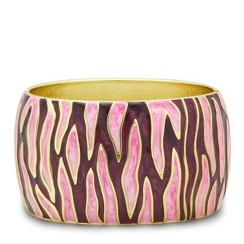 Bangle with pink and brown abstract pattern on a white background