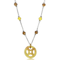 LOS027 - Silver 925 Sterling Silver Necklace with Synthetic Jade in Multi Color