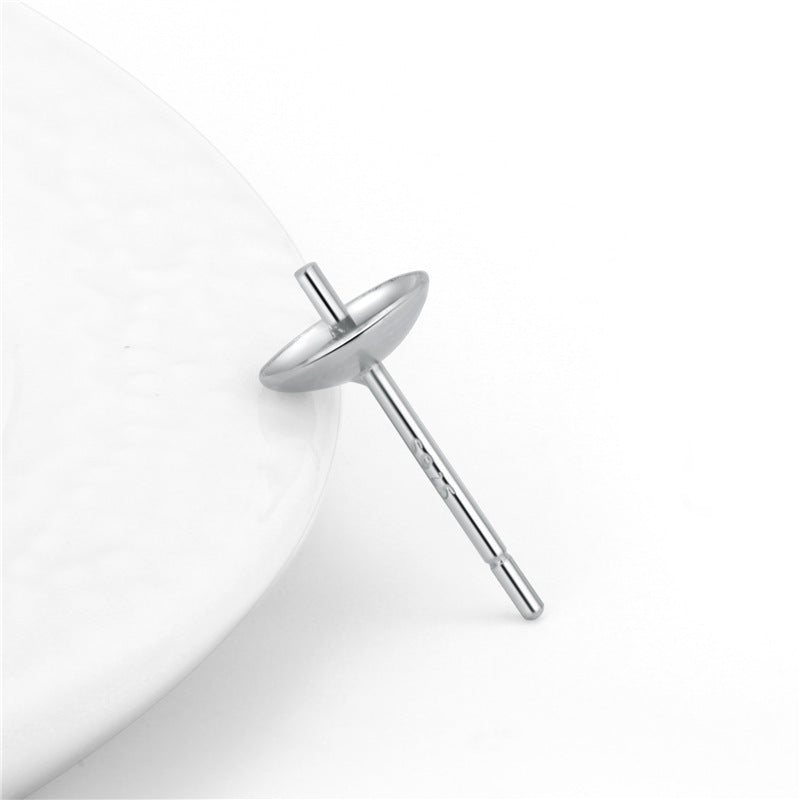 Simple Earring Pearl 925 Sterling Silver DIY Pin