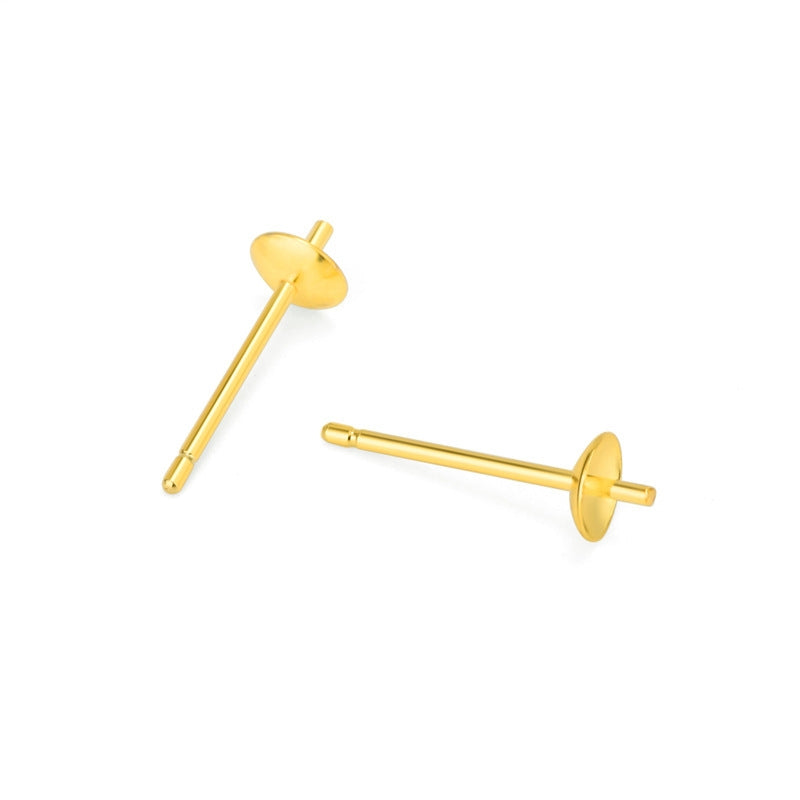 Simple Earring Pearl 925 Sterling Silver DIY Pin